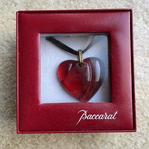 Authentic BACCARAT Ruby Red Crystal Heart Coeur Pendant Necklace Original in Box